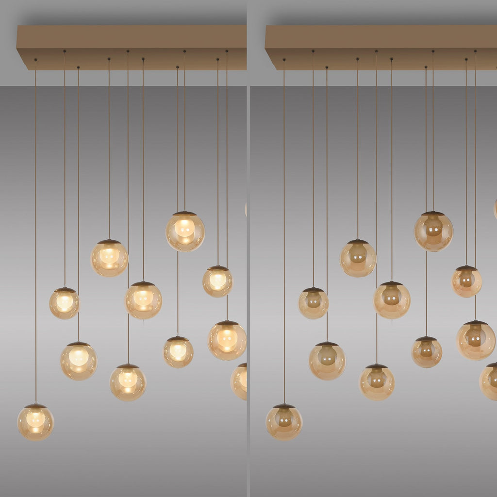 LED pendellampe Popup 13-lys bronse/amber justerbar høyde