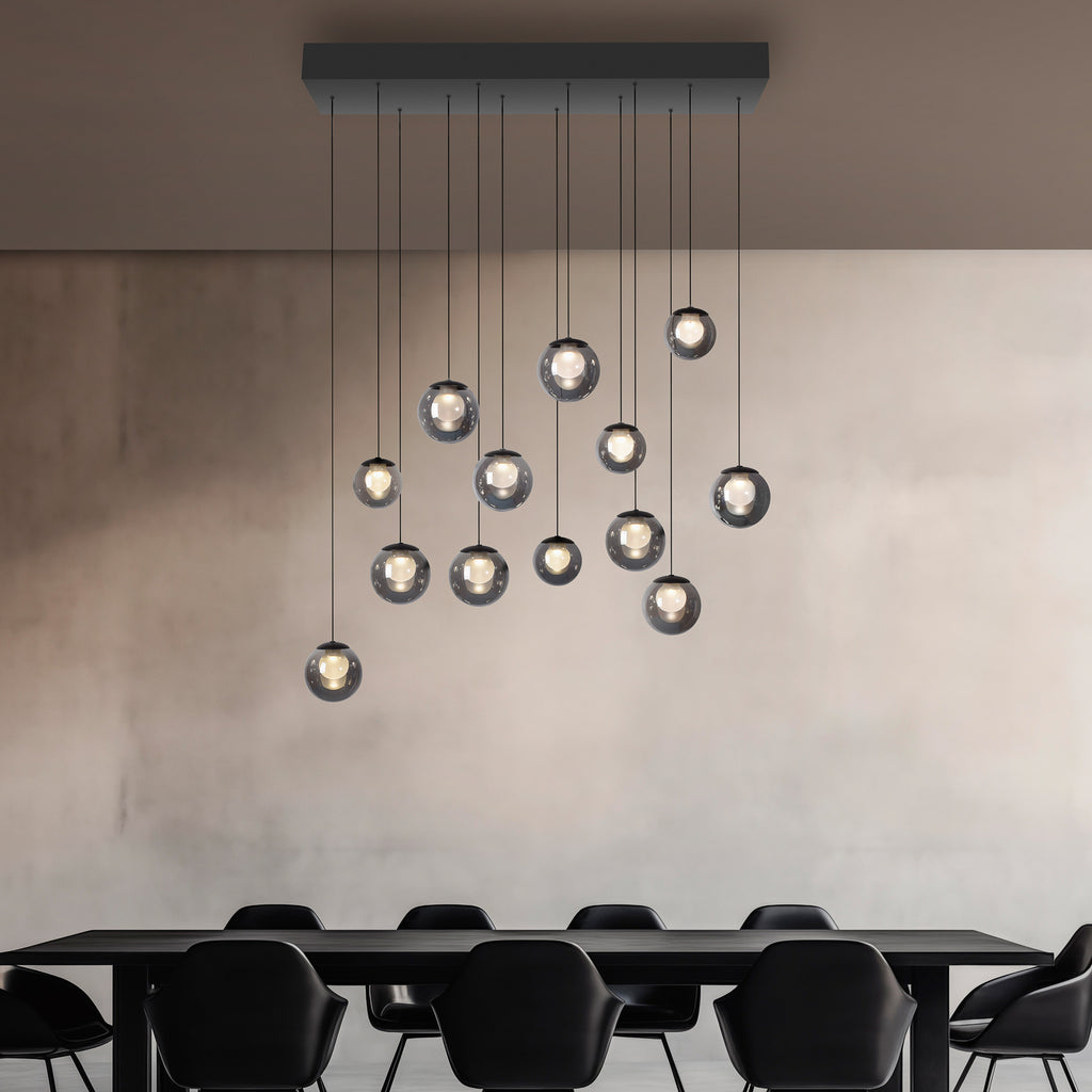 Detalj av LED pendellampe Popup 13-lys glass grå CCT dimbar