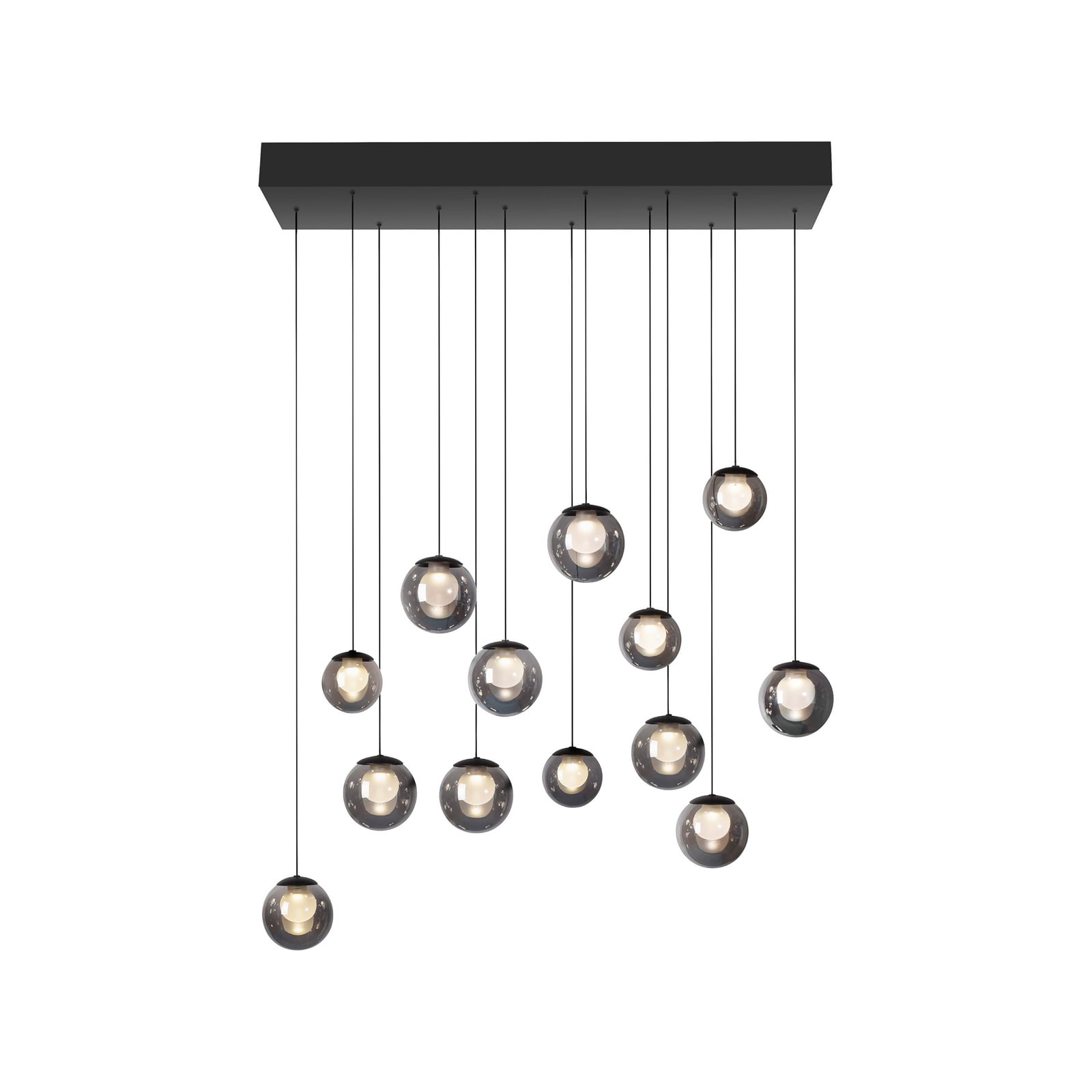 LED pendellampe Popup 13-lys glass grå CCT dimbar montert i rom