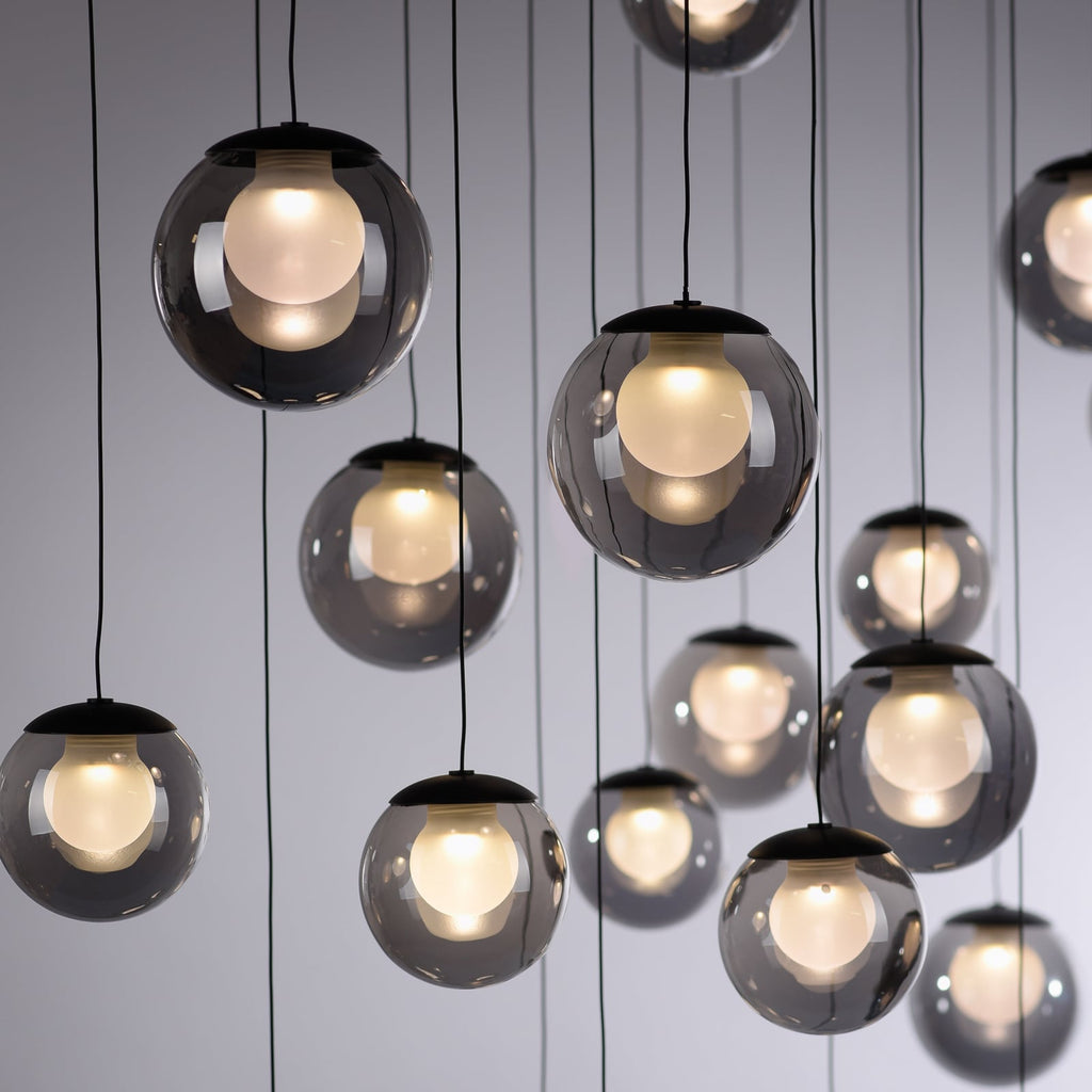 LED pendellampe Popup 13-lys glass grå CCT dimbar fjernkontroll
