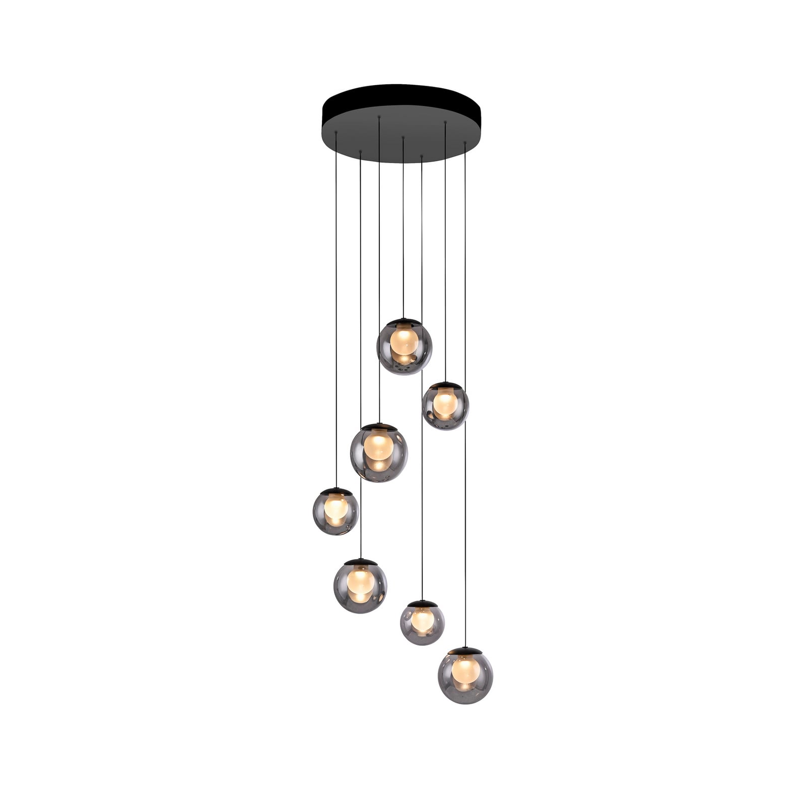 Montert LED pendellampe Popup 7-lys dimbar CCT grå Ø40 cm i rom