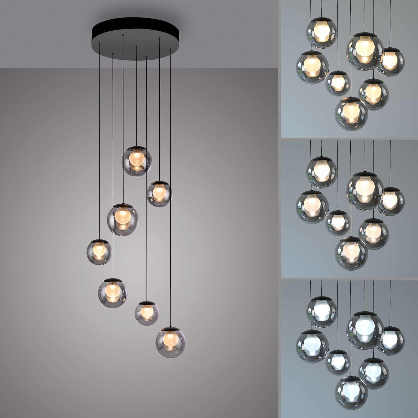Fjernkontroll for LED pendellampe Popup 7-lys dimbar CCT grå Ø40 cm