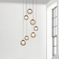 LED pendellampe Popup 7-lys glass CCT Ø40 cm bronse - PURE forfra