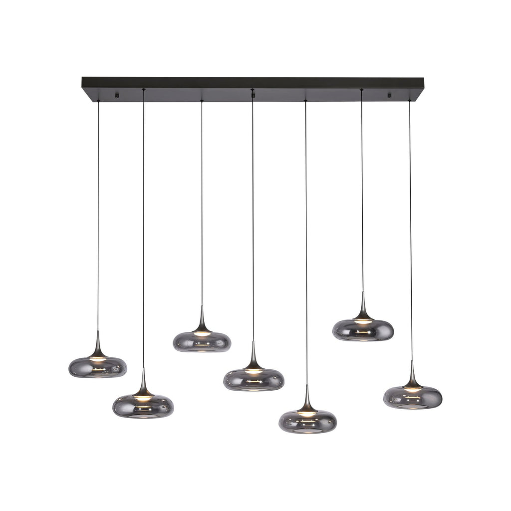 LED pendellampe Posh 7-lys røykglass dimbar montert i rom