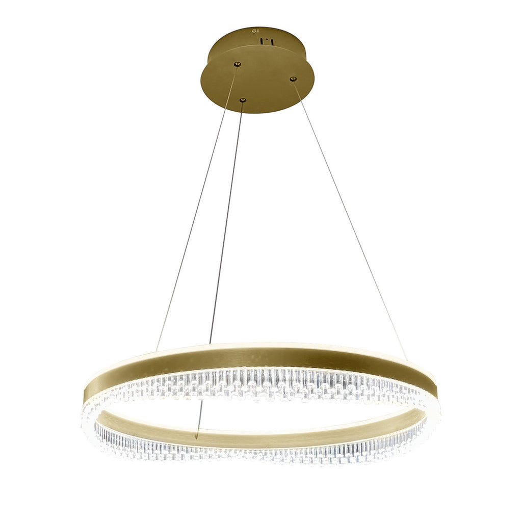 LED pendellampe Preciosa gull/krystall akryl Ø60 cm 52W forfra