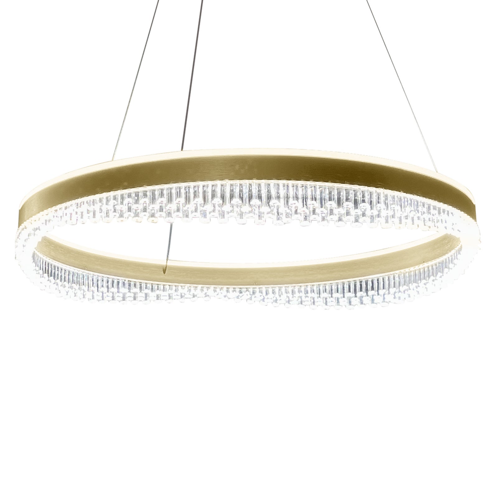 LED pendellampe Preciosa gull/krystall akryl Ø60 cm 52W nærbilde av oppheng