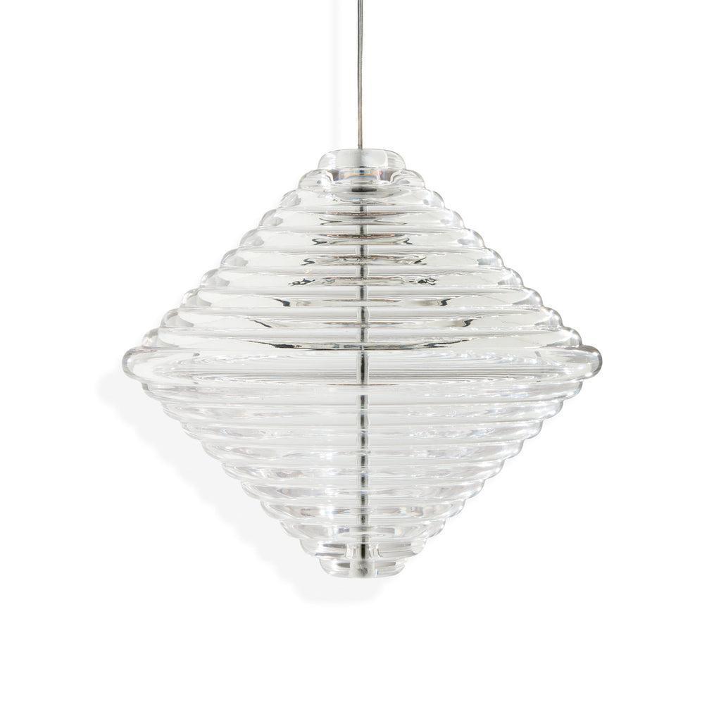 LED pendellampe Press Cone glass klar Ø34 cm dimbar bakside