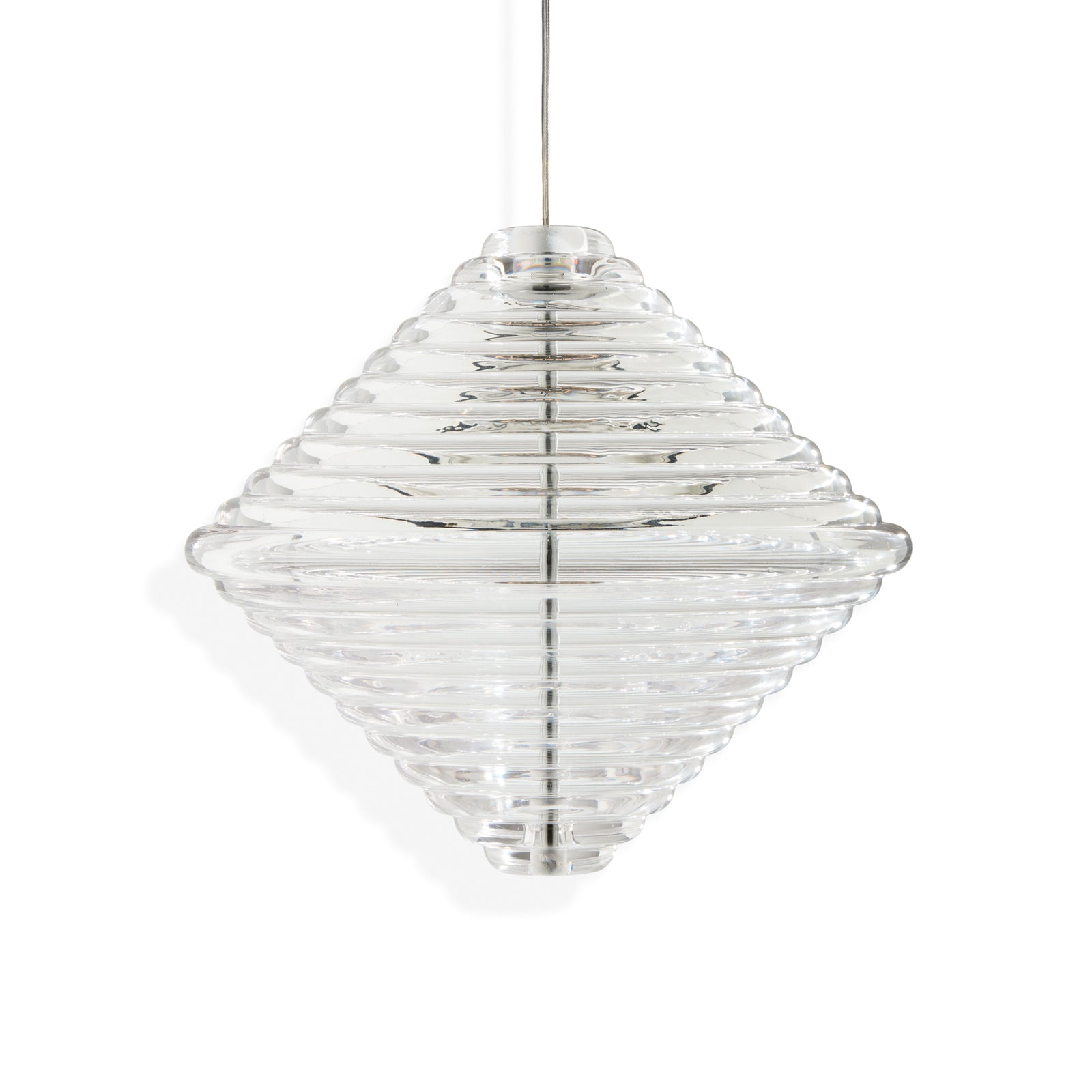 LED pendellampe Press Cone glass klar Ø34 cm dimbar bakside
