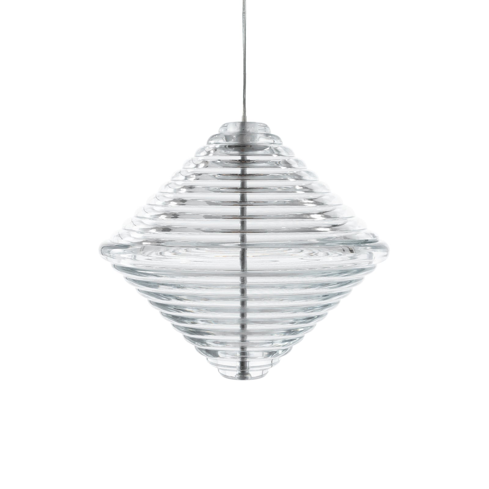 LED pendellampe Press Cone klar glass Ø34 cm dimbar forfra