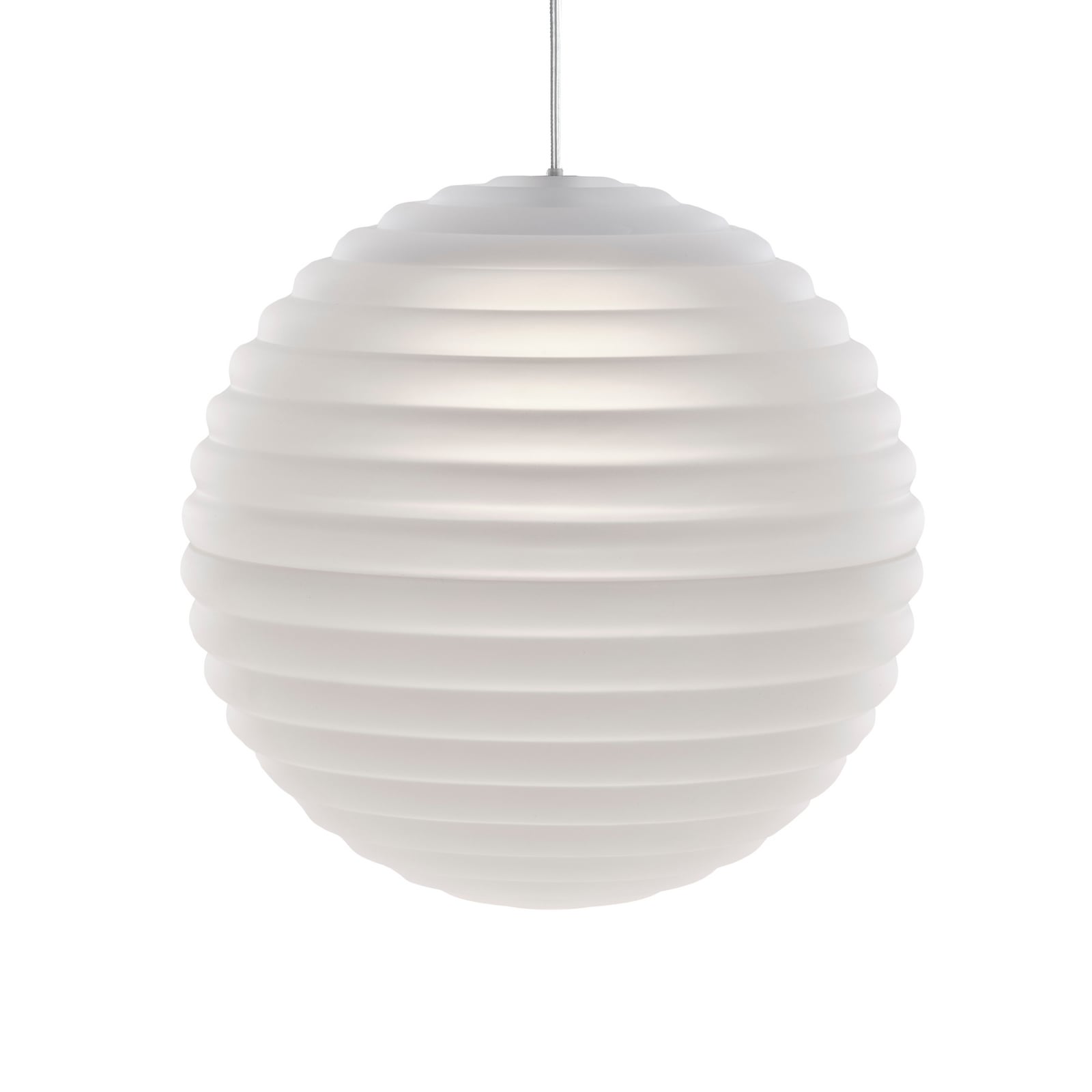 Nærbilde av frostet glass på LED pendellampe Press Sphere fra Tom Dixon