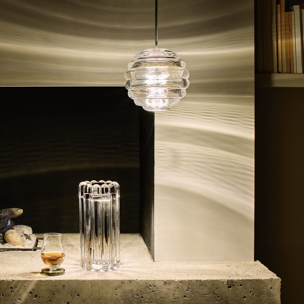 LED pendellampe Press Sphere klar glass Ø14,5 cm dimbar bakside