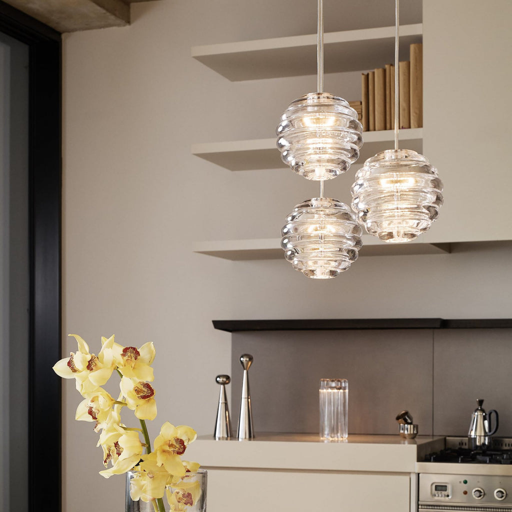 LED pendellampe Press Sphere klar glass Ø14,5 cm dimbar detalj av glass
