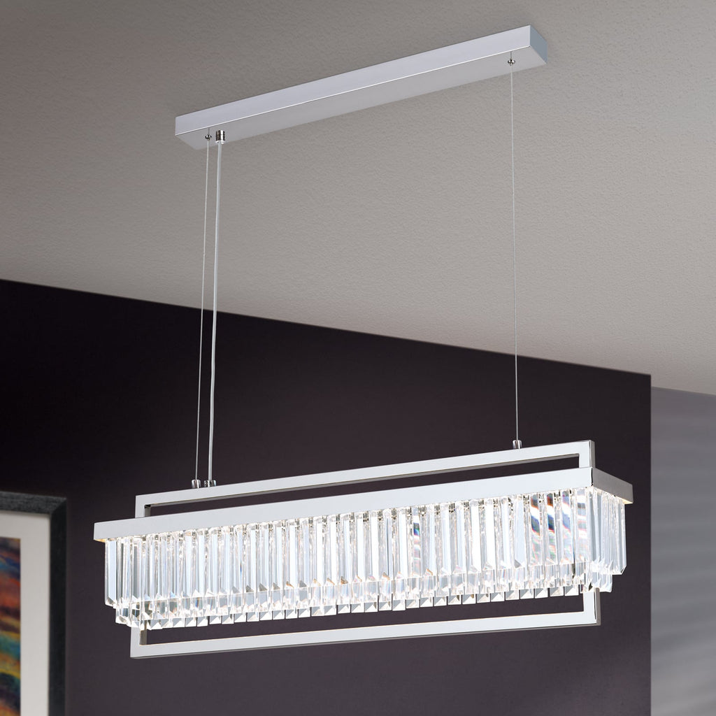 LED pendellampe Prism dimbar krystall krom 90 cm forfra