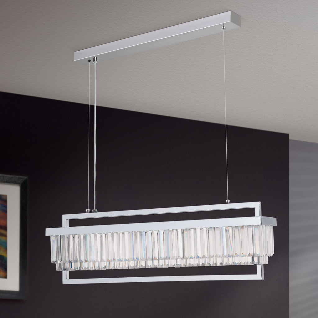 LED pendellampe Prism dimbar krystall krom 90 cm bakside