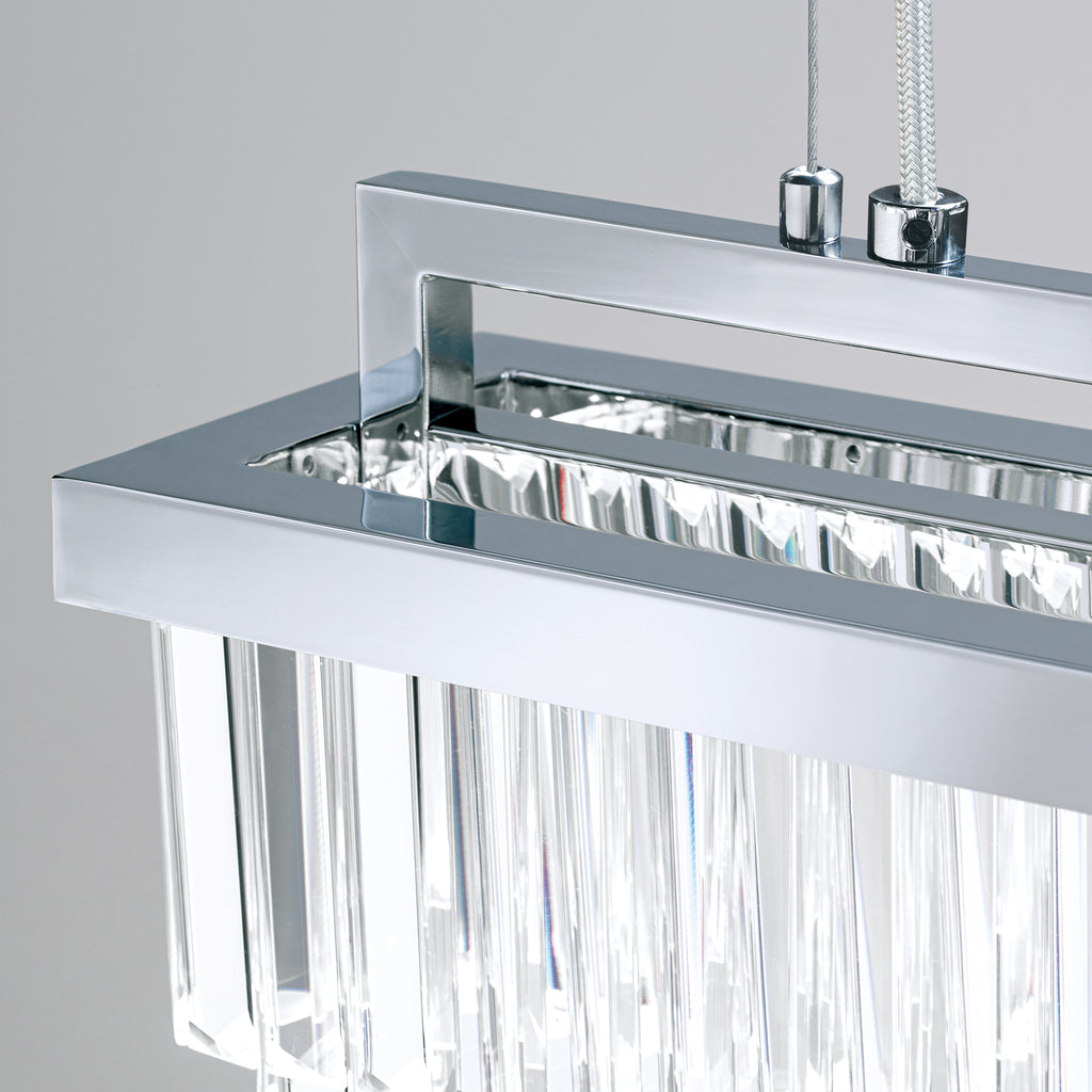 LED pendellampe Prism dimbar krystall krom montert i rom
