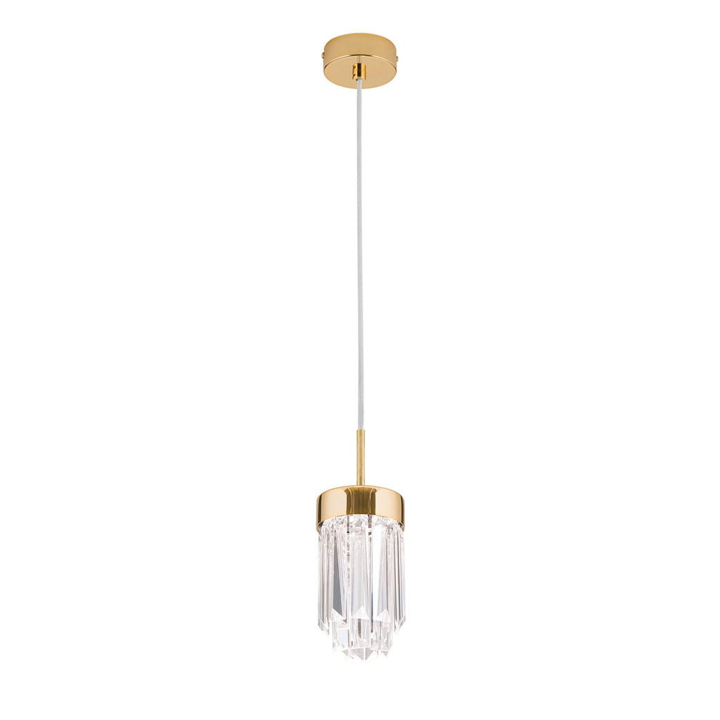 LED pendellampe Prism krystallglass gull dimbar Ø10 cm - ORION detalj glass