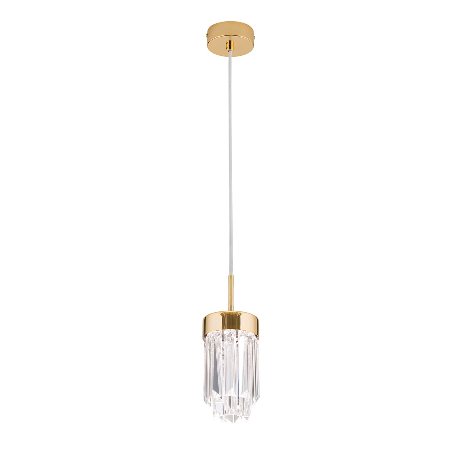 LED pendellampe Prism krystallglass gull dimbar Ø10 cm - ORION detalj glass