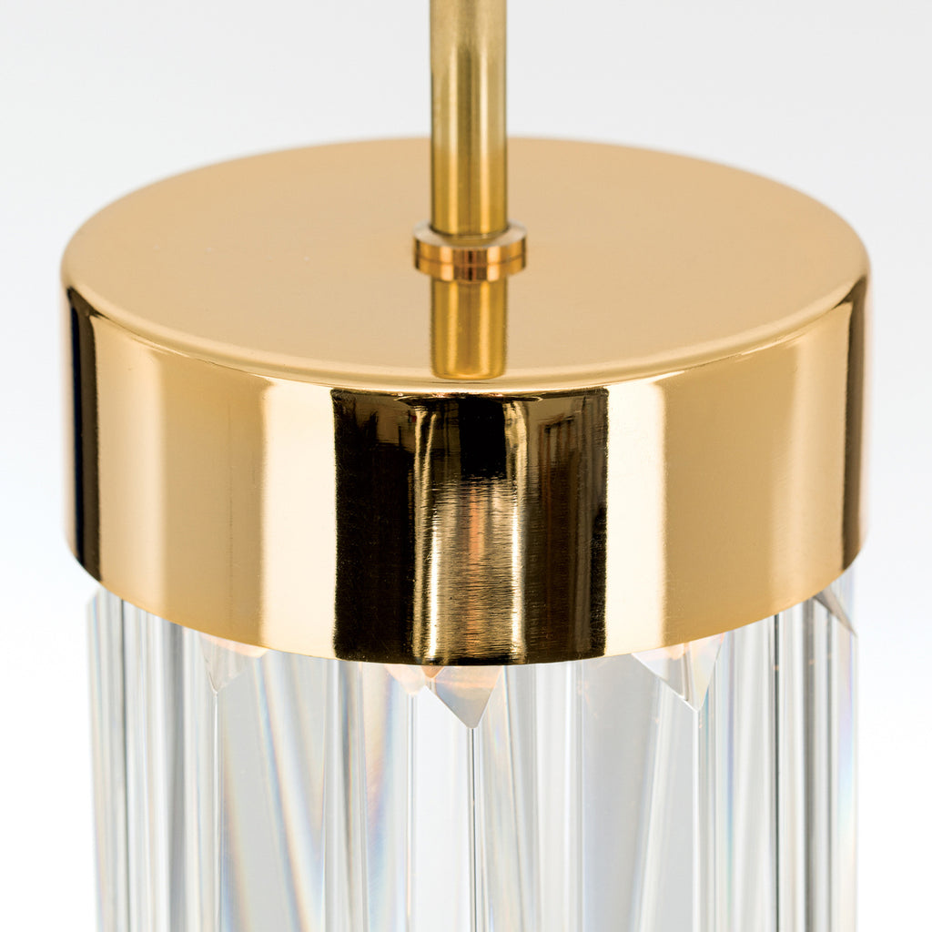 LED pendellampe Prism krystallglass gull dimbar Ø10 cm - ORION montert i rom