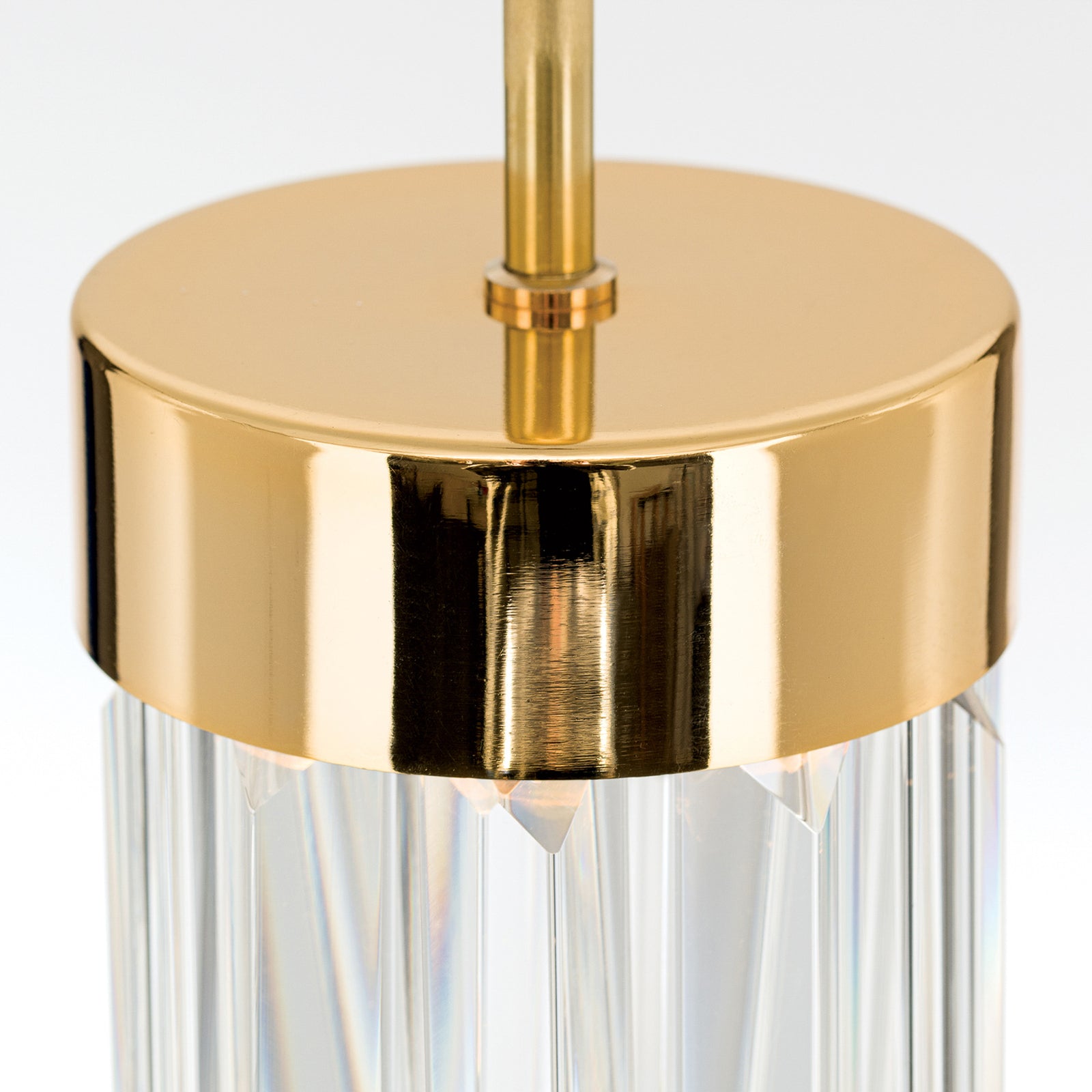 LED pendellampe Prism krystallglass gull dimbar Ø10 cm - ORION montert i rom