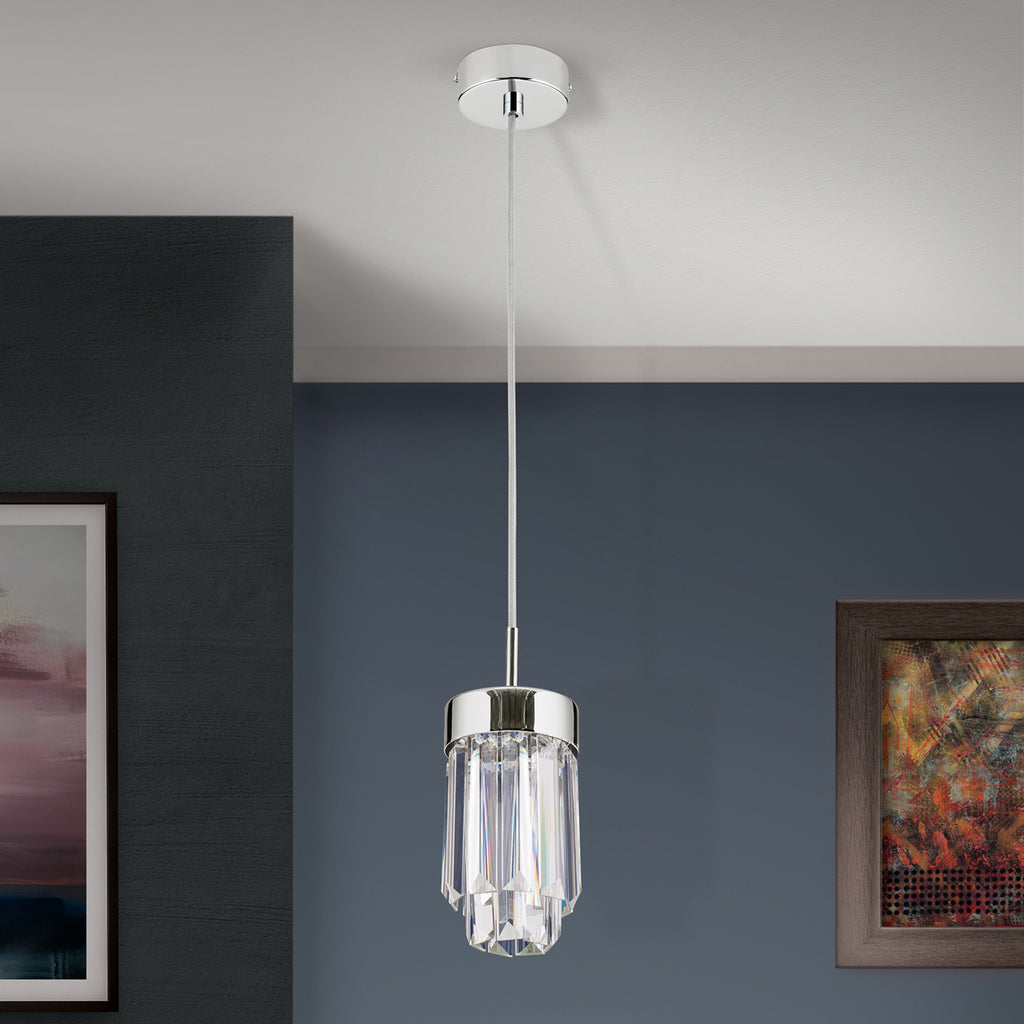 LED pendellampe Prism krystallglass dimbar Ø10 cm krom - ORION bakside