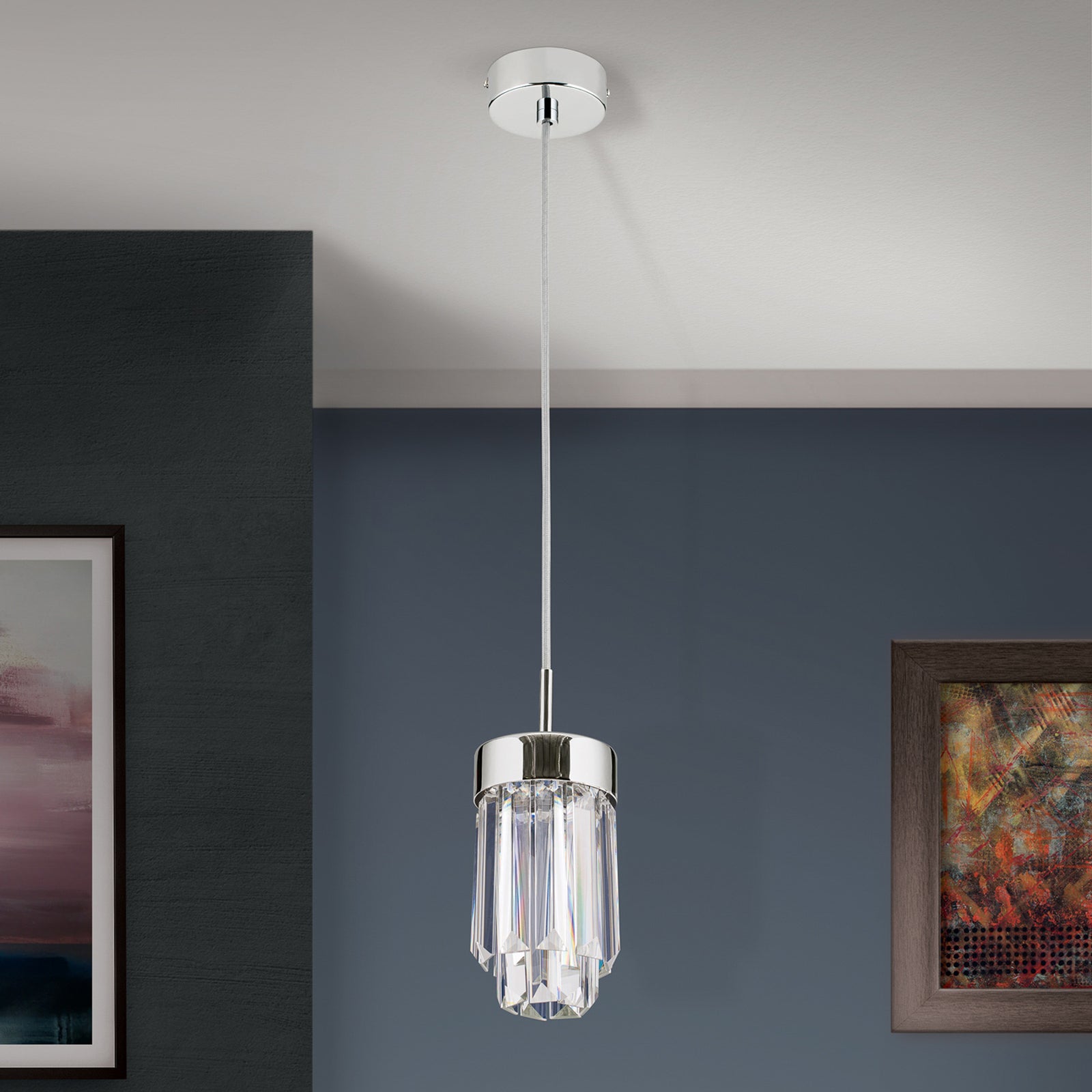 LED pendellampe Prism krystallglass dimbar Ø10 cm krom - ORION bakside