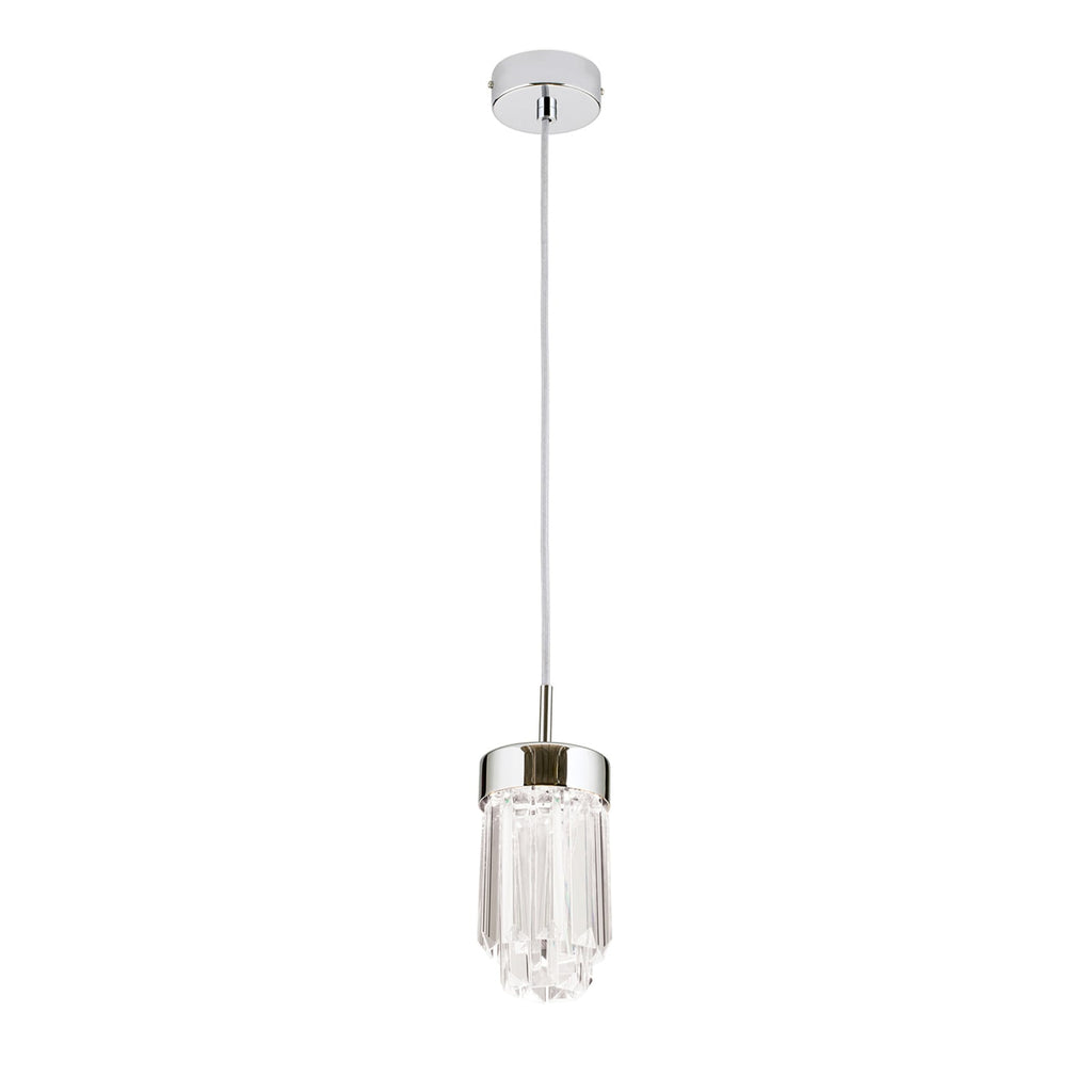 Detalj av LED pendellampe Prism krystallglass dimbar Ø10 cm krom - ORION