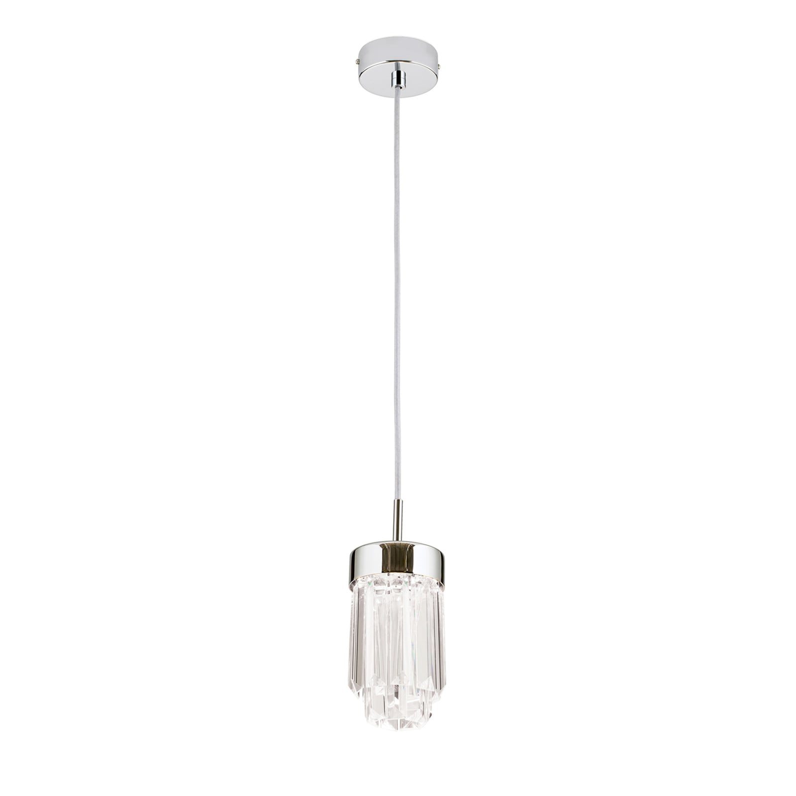 Detalj av LED pendellampe Prism krystallglass dimbar Ø10 cm krom - ORION