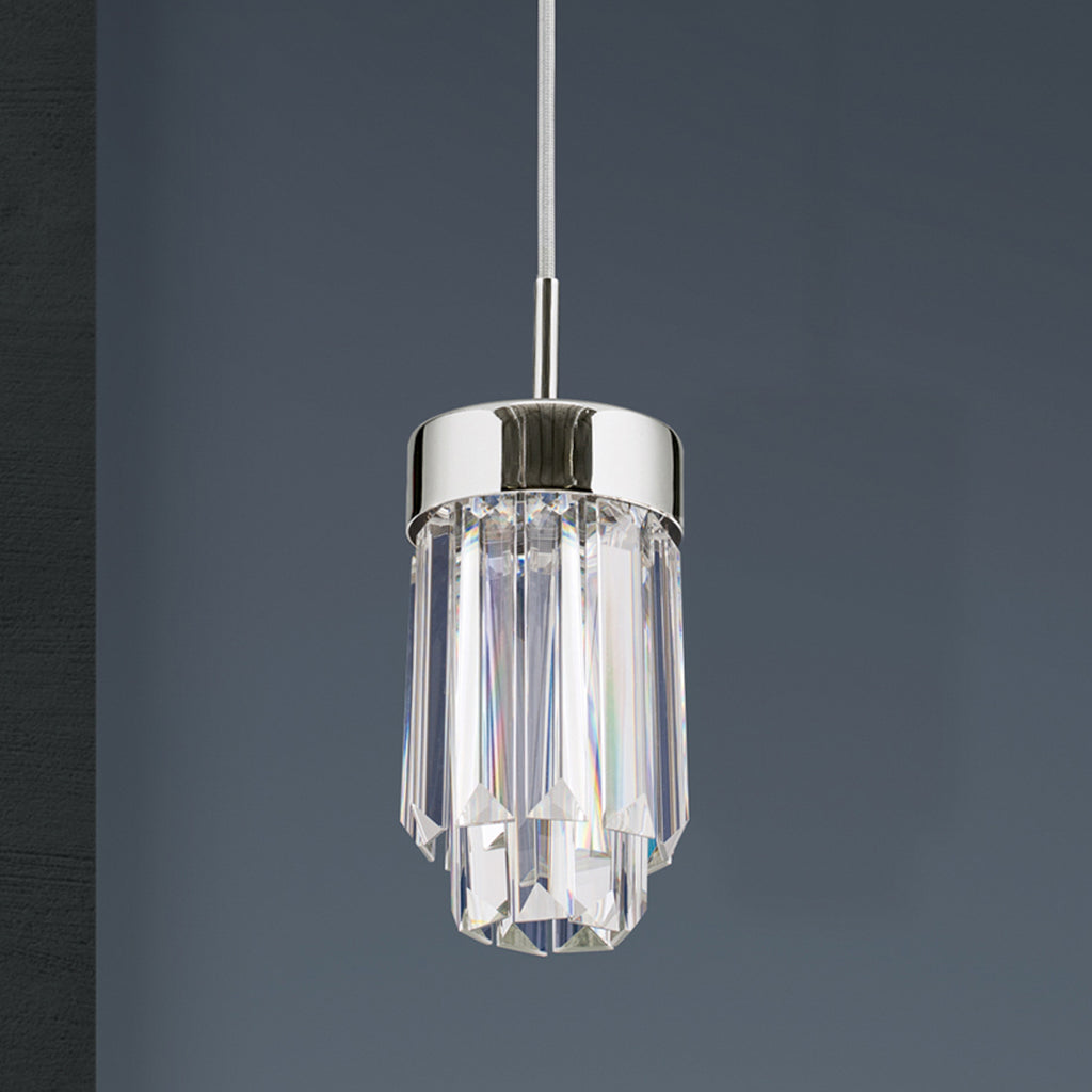Montert LED pendellampe Prism krystallglass dimbar Ø10 cm krom - ORION