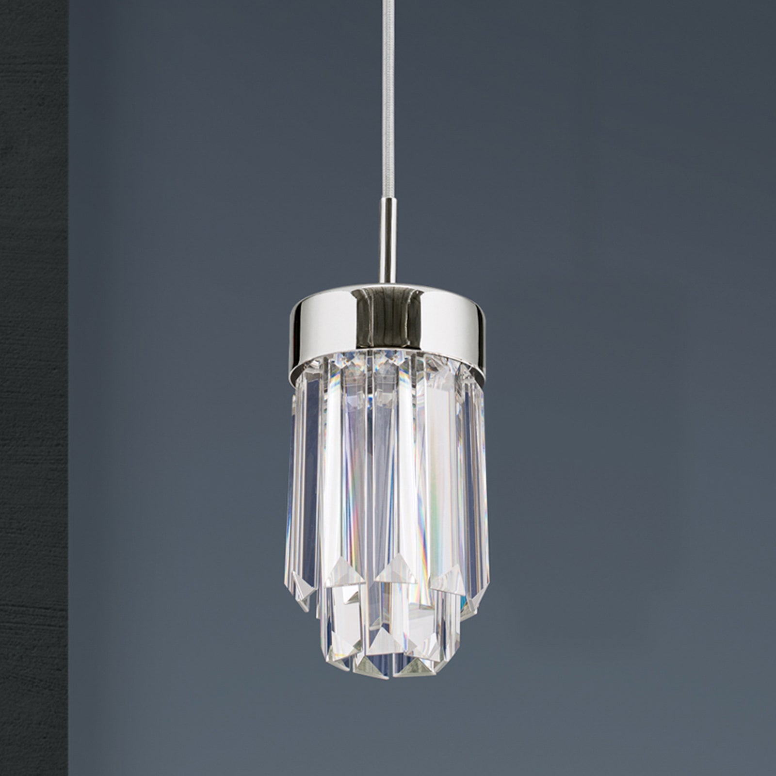 Montert LED pendellampe Prism krystallglass dimbar Ø10 cm krom - ORION
