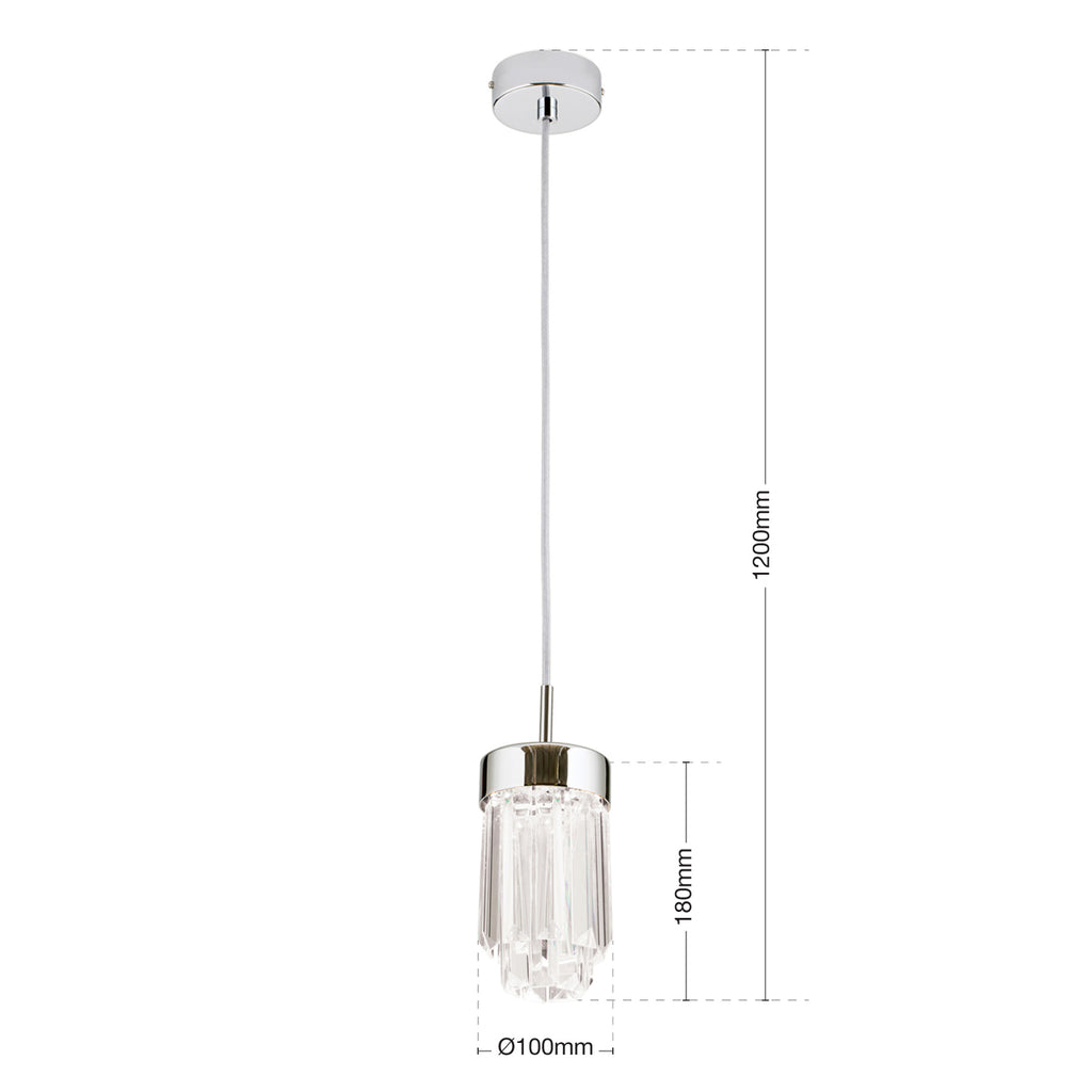 LED pendellampe Prism krystallglass dimbar Ø10 cm krom - ORION montert i rom