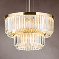 LED pendellampe Prism rund krystall dimbar Ø55 cm gull - ORION forfra