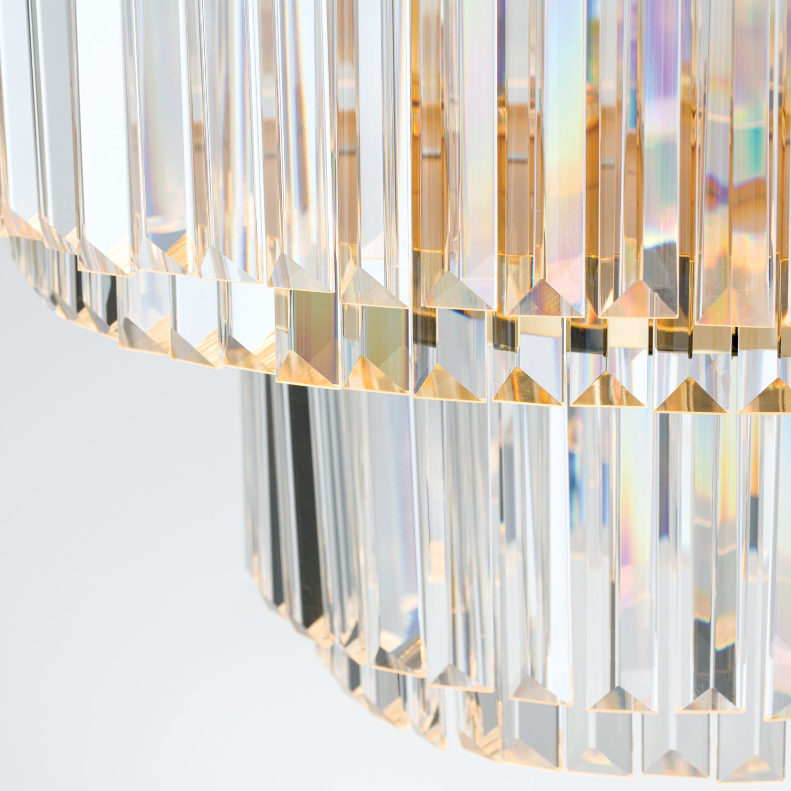 LED pendellampe Prism rund krystall dimbar Ø55 cm gull - ORION visning av LED-lys