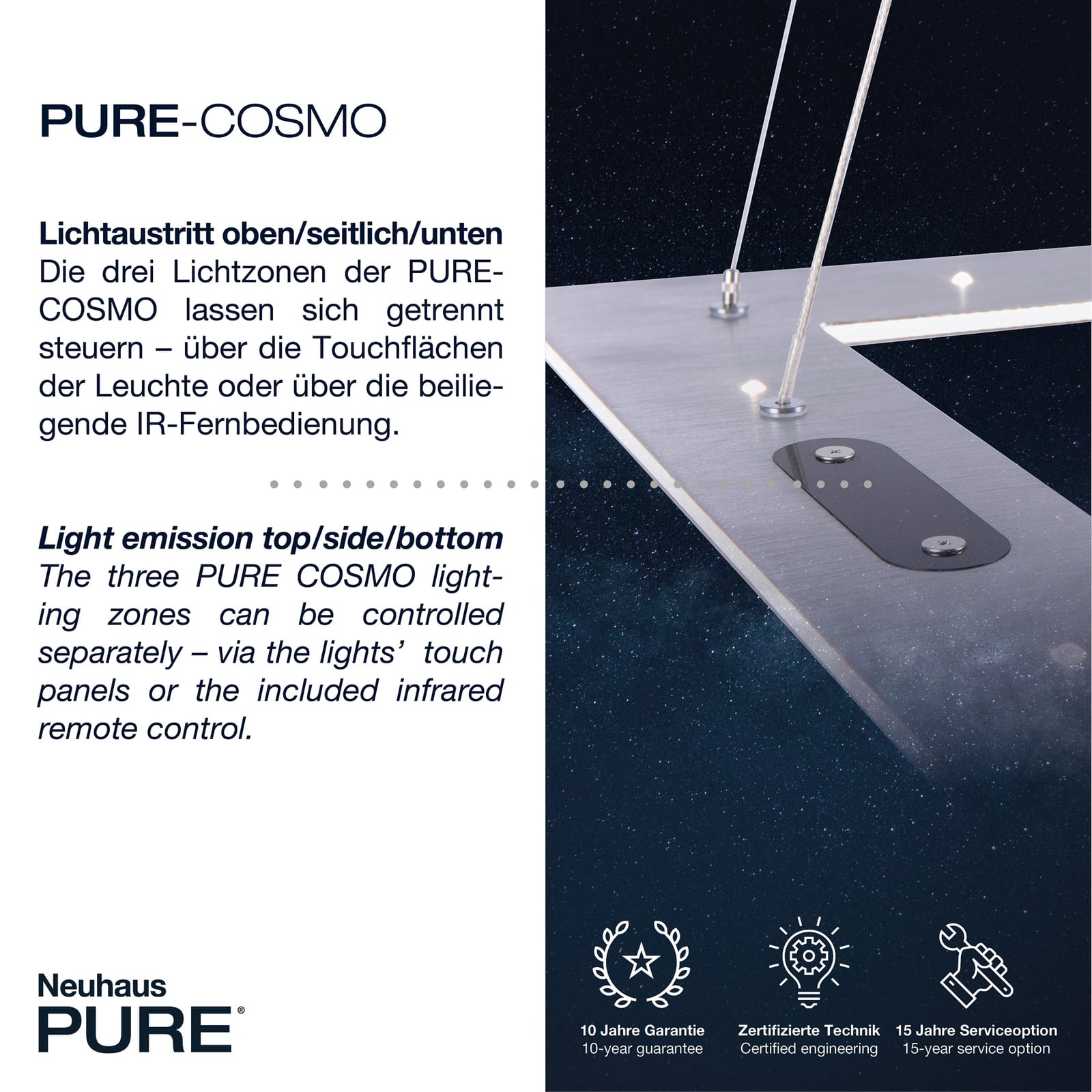 LED pendellampe Pure Cosmo detalj med LED-lys