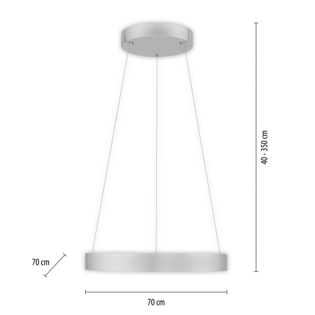 DETALJ LED pendellampe PURE E-Clipse aluminium Ø70 cm 44W CCT dimbar