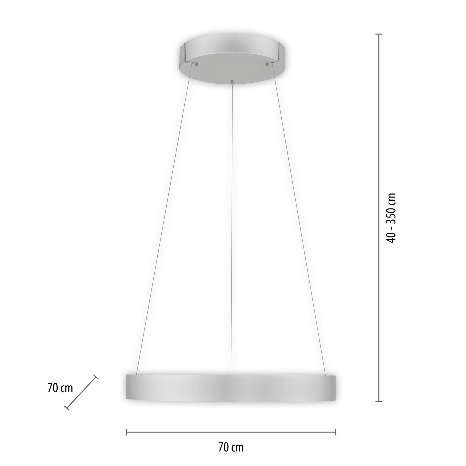 DETALJ LED pendellampe PURE E-Clipse aluminium Ø70 cm 44W CCT dimbar