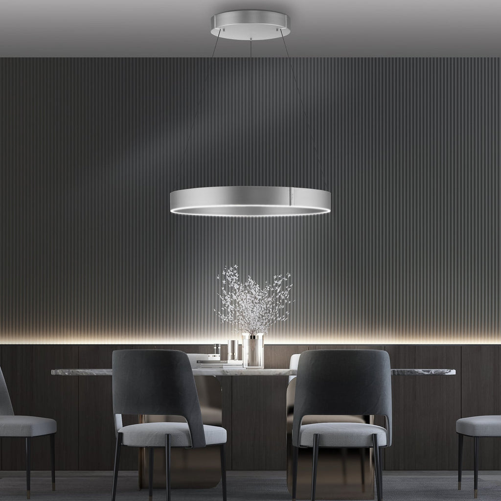 LED pendellampe PURE E-Clipse aluminium Ø70 cm 44W CCT dimbar i rom