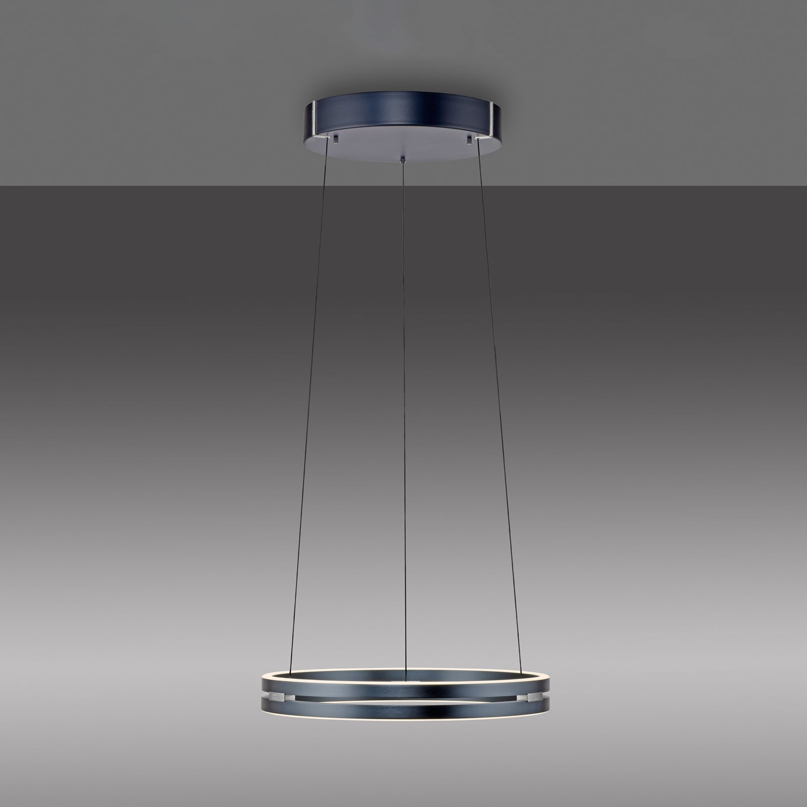 Nærbilde av LED pendellampe PURE E-Loop CCT fjernkontroll Ø50 cm grå