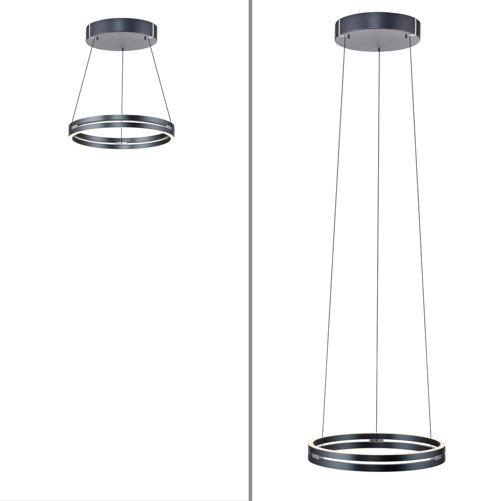 LED pendellampe PURE E-Loop CCT fjernkontroll Ø50 cm grå lys effekt