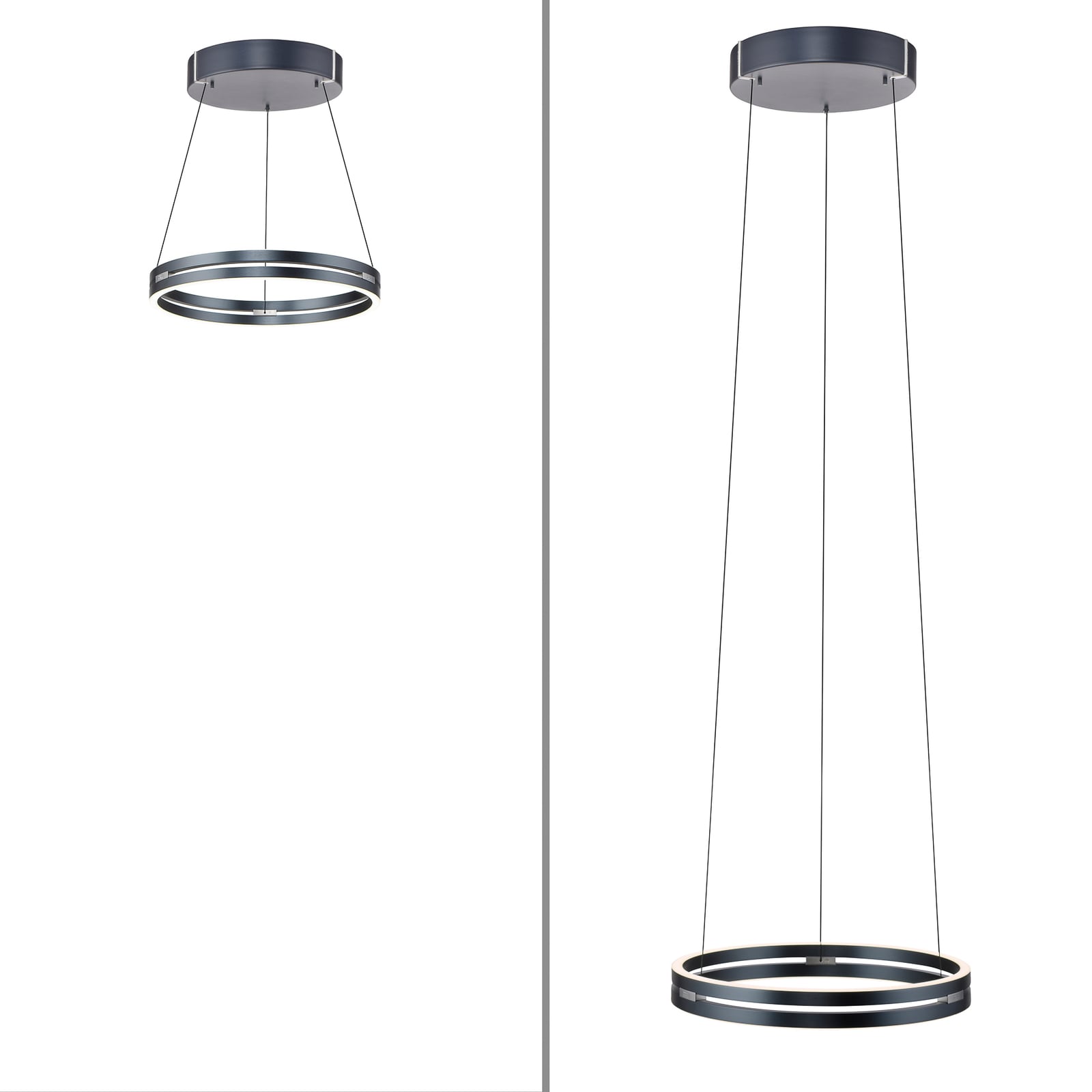 LED pendellampe PURE E-Loop CCT fjernkontroll Ø50 cm grå lys effekt