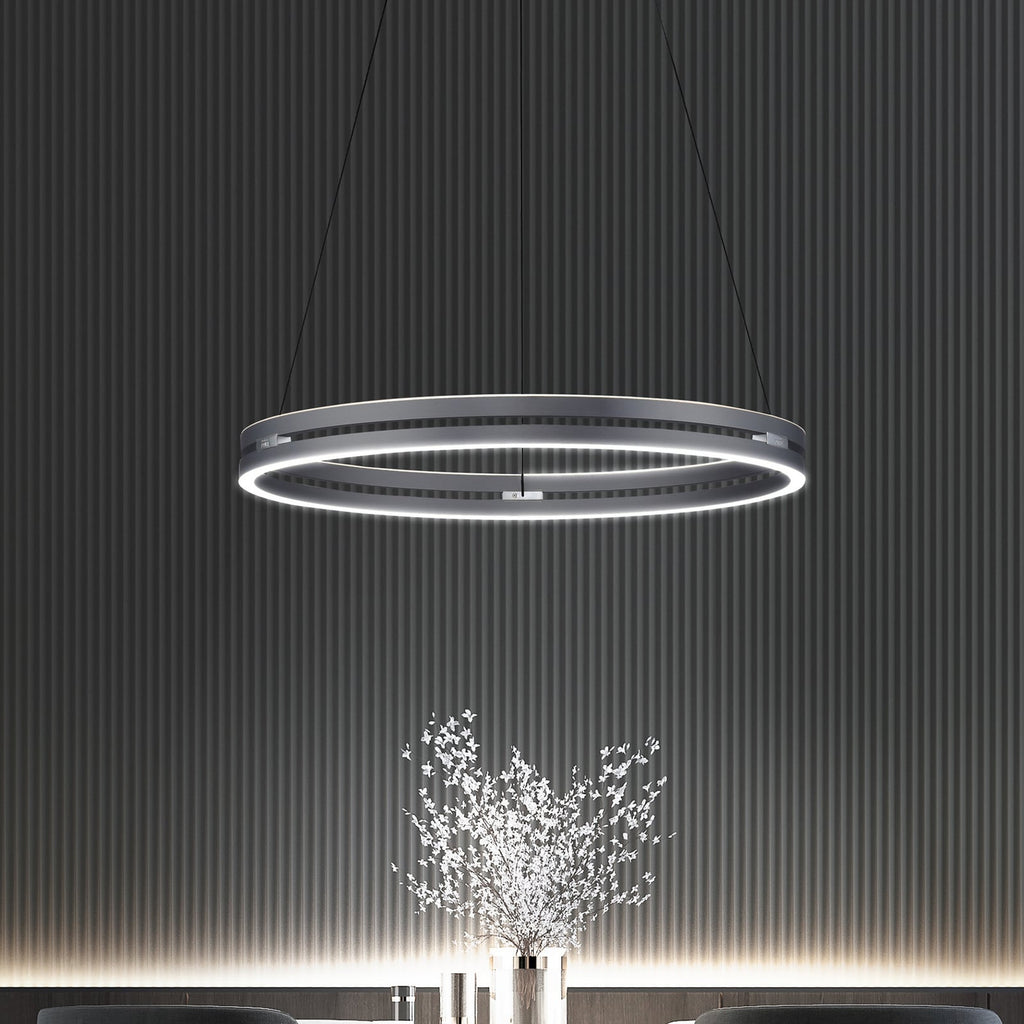 LED pendellampe PURE E-Loop dimbar CCT grå Ø70 cm forfra