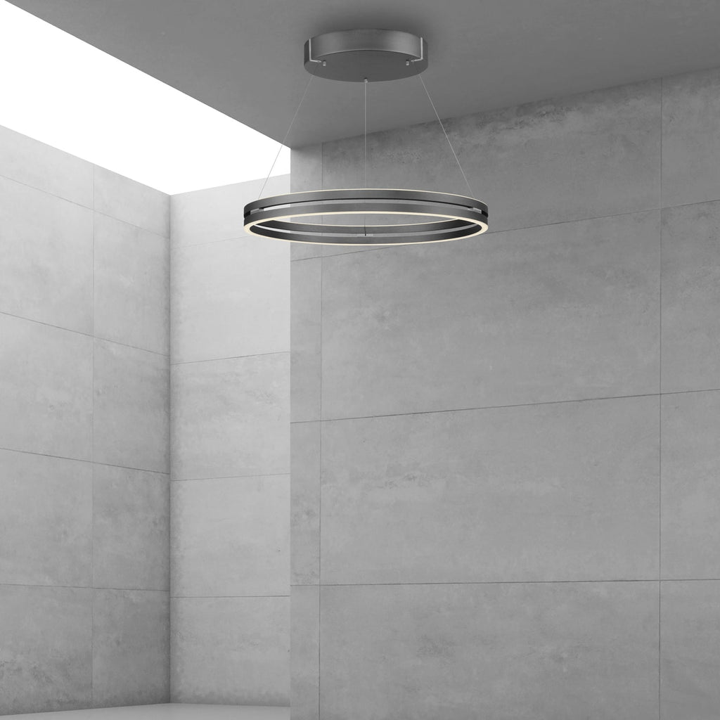 LED pendellampe PURE E-Loop dimbar CCT grå Ø70 cm lysstyrke