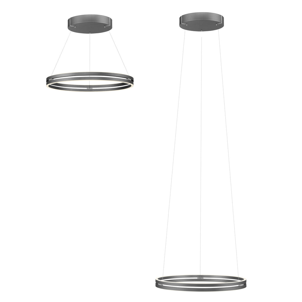 LED pendellampe PURE E-Loop dimbar CCT grå Ø70 cm i interiør