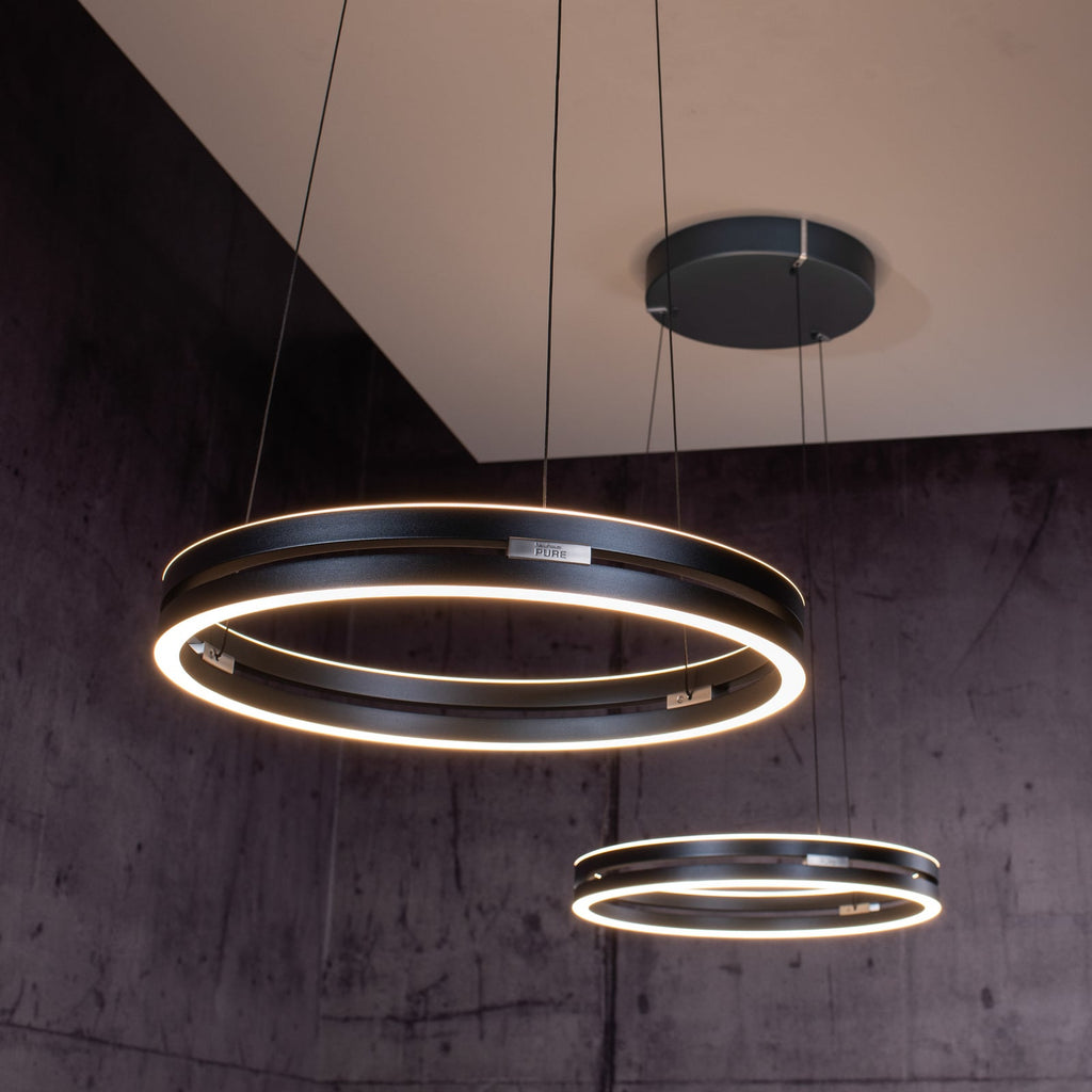 LED pendellampe PURE E-Loop CCT fjernkontroll Ø50 cm grå med dimmer