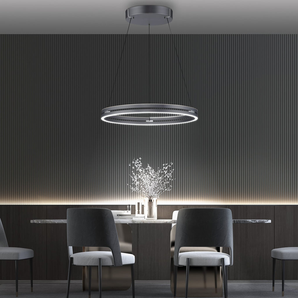 LED pendellampe PURE E-Loop dimbar CCT grå Ø70 cm bakside