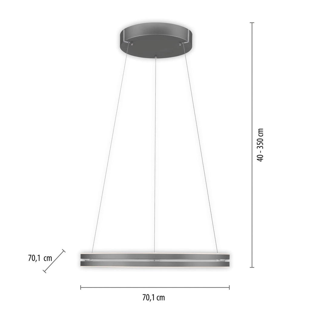 LED pendellampe PURE E-Loop dimbar CCT grå Ø70 cm detalj