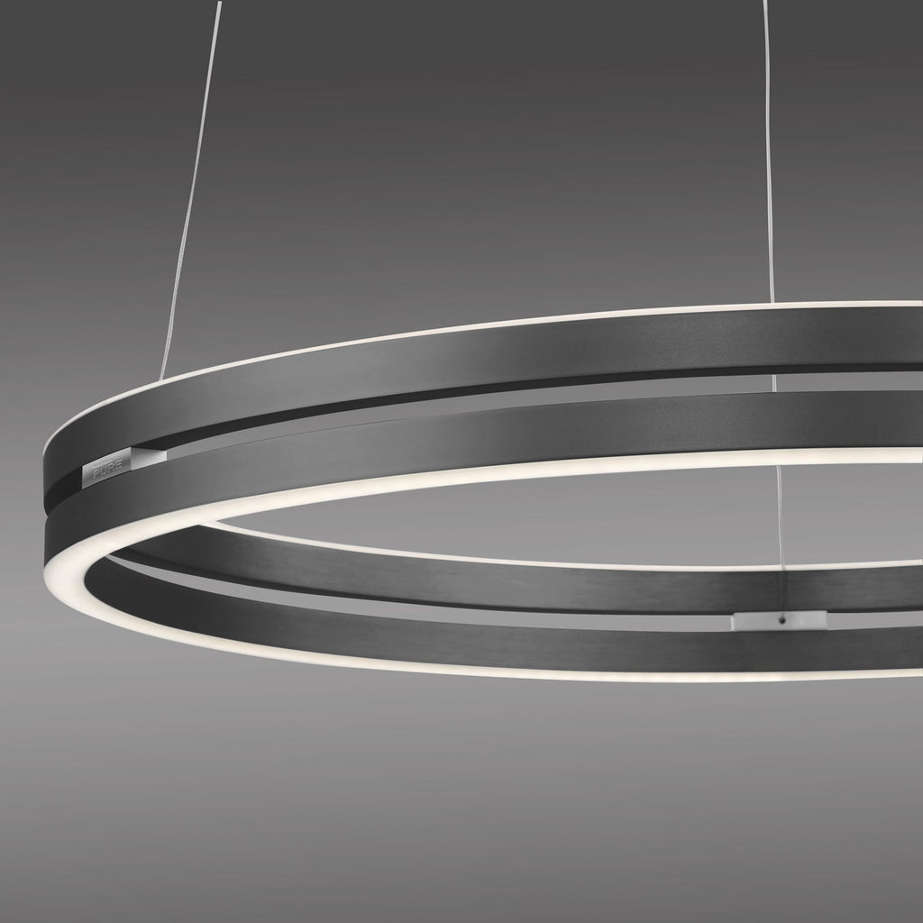 LED pendellampe PURE E-Loop dimbar CCT grå Ø70 cm fra siden