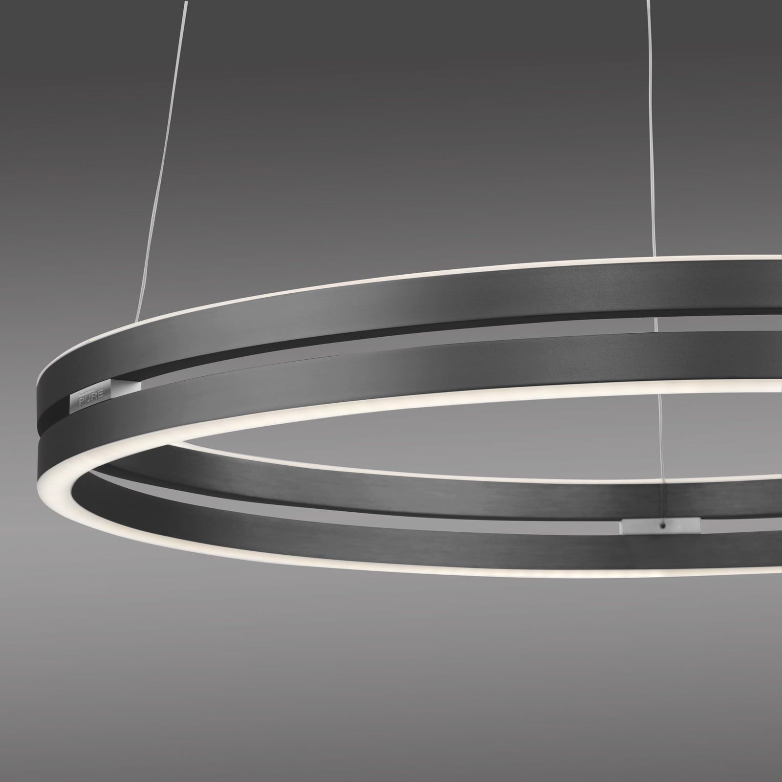 LED pendellampe PURE E-Loop dimbar CCT grå Ø70 cm fra siden