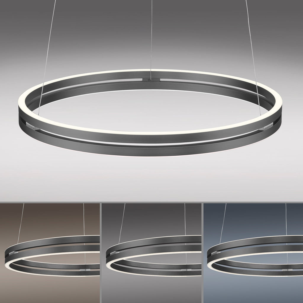 LED pendellampe PURE E-Loop dimbar CCT grå Ø70 cm med fjernkontroll