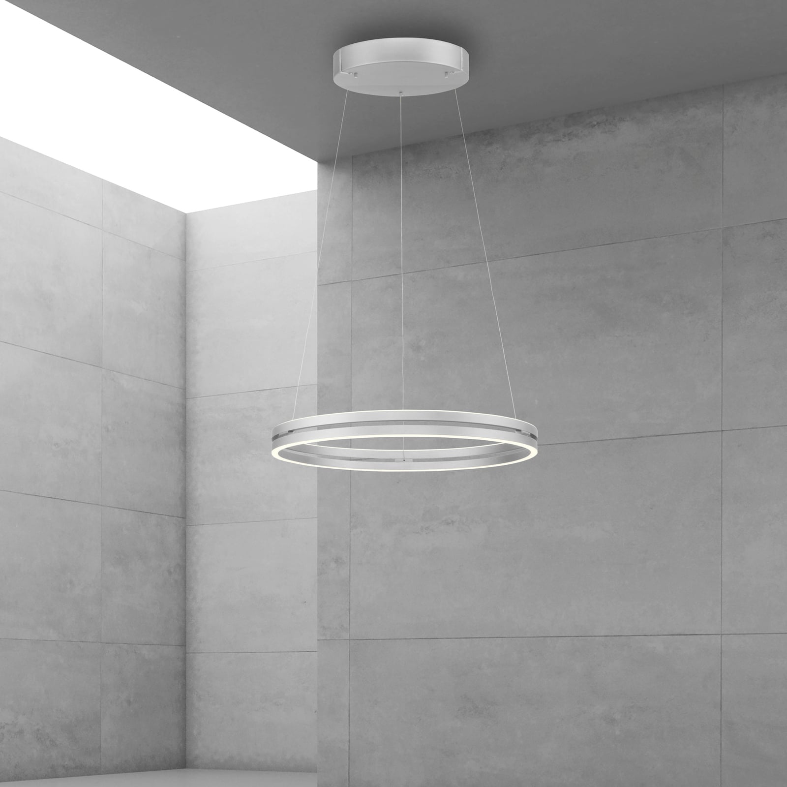 LED pendellampe PURE E-Loop aluminium Ø70 cm montert