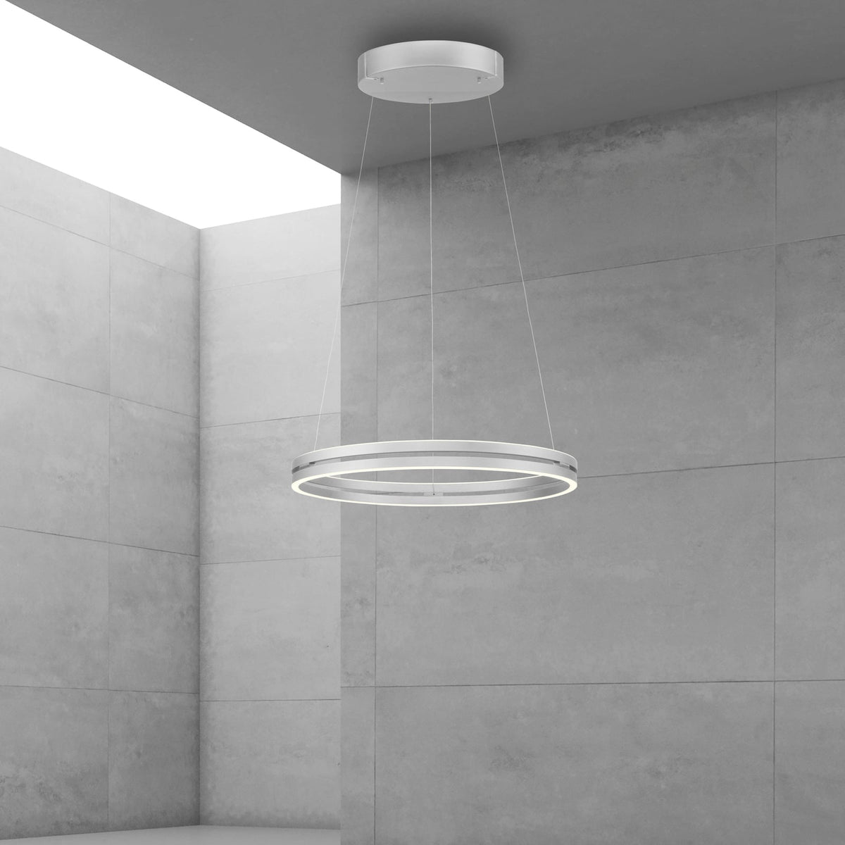 LED pendellampe PURE E-Loop aluminium Ø70 cm montert